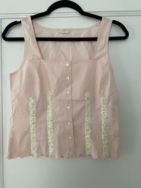 NAK Light Pink Button-Front Camisole with Floral Panels from Anthropologie.